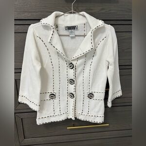 Petite Knit Cardigan with Contrast Stitching